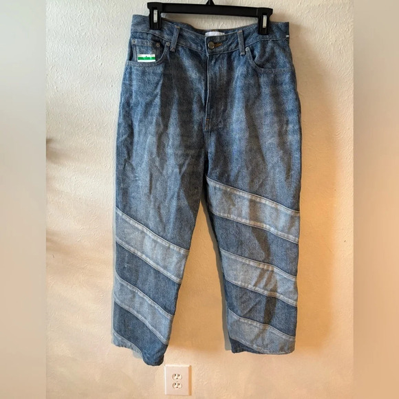 Ganni High-Rise Diagonal Striped Jeans - Picture 6 of 11